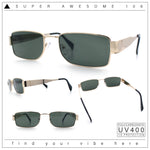 Mens Classy Narrow Rectangle Metal Rim Hustler Fashion Sunglasses