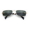 Mens Classy Narrow Rectangle Metal Rim Hustler Fashion Sunglasses