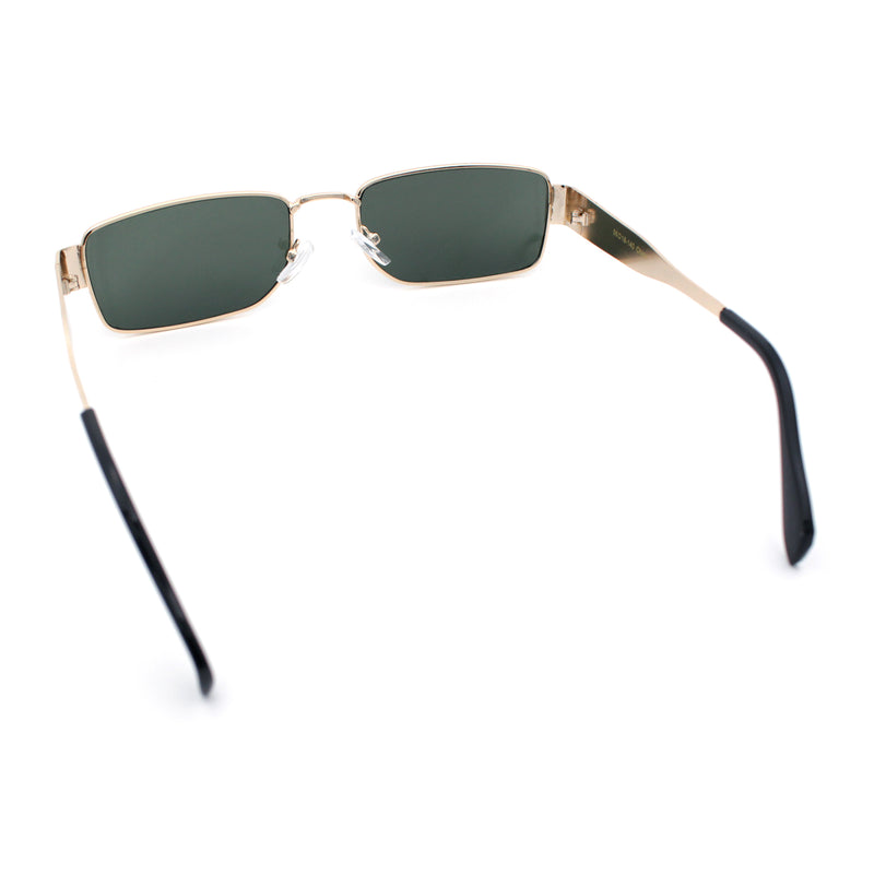 Mens Classy Narrow Rectangle Metal Rim Hustler Fashion Sunglasses