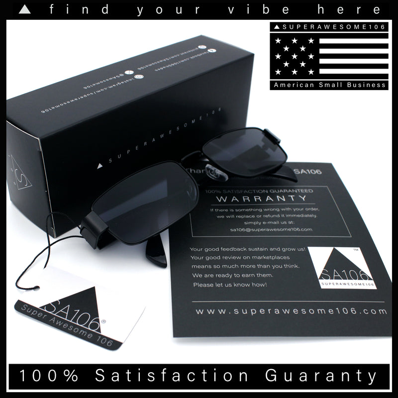 Mens Classy Narrow Rectangle Metal Rim Hustler Fashion Sunglasses