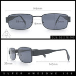 Mens Classy Narrow Rectangle Metal Rim Hustler Fashion Sunglasses