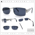 Mens Classy Narrow Rectangle Metal Rim Hustler Fashion Sunglasses