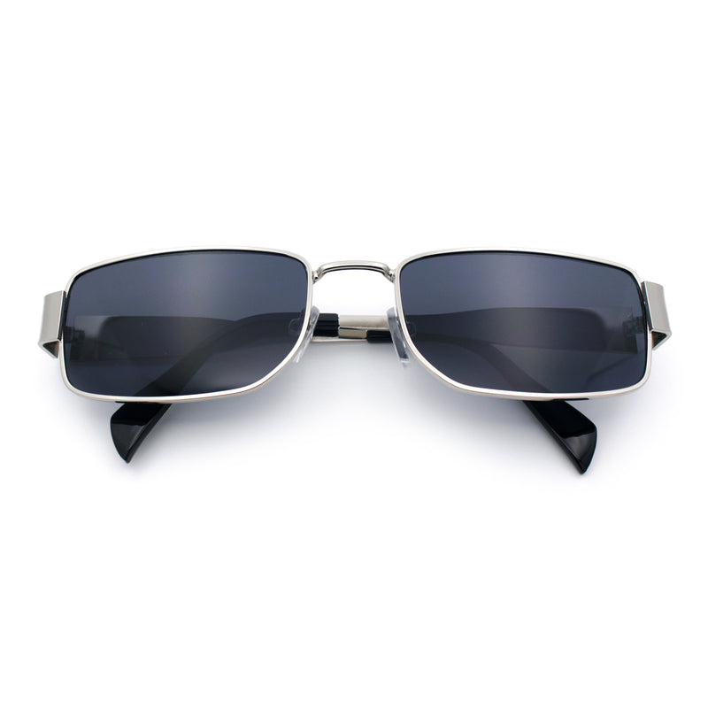 Mens Classy Narrow Rectangle Metal Rim Hustler Fashion Sunglasses