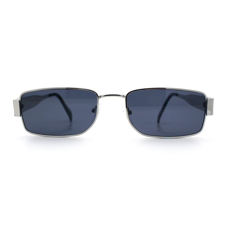 Mens Classy Narrow Rectangle Metal Rim Hustler Fashion Sunglasses