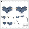 Retro Dazed Cute Nifty Pixel Heart Rimless Sunglasses