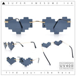 Retro Dazed Cute Nifty Pixel Heart Rimless Sunglasses