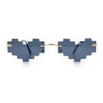 Retro Dazed Cute Nifty Pixel Heart Rimless Sunglasses