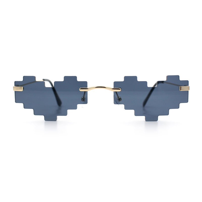Retro Dazed Cute Nifty Pixel Heart Rimless Sunglasses