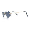 Retro Dazed Cute Nifty Pixel Heart Rimless Sunglasses