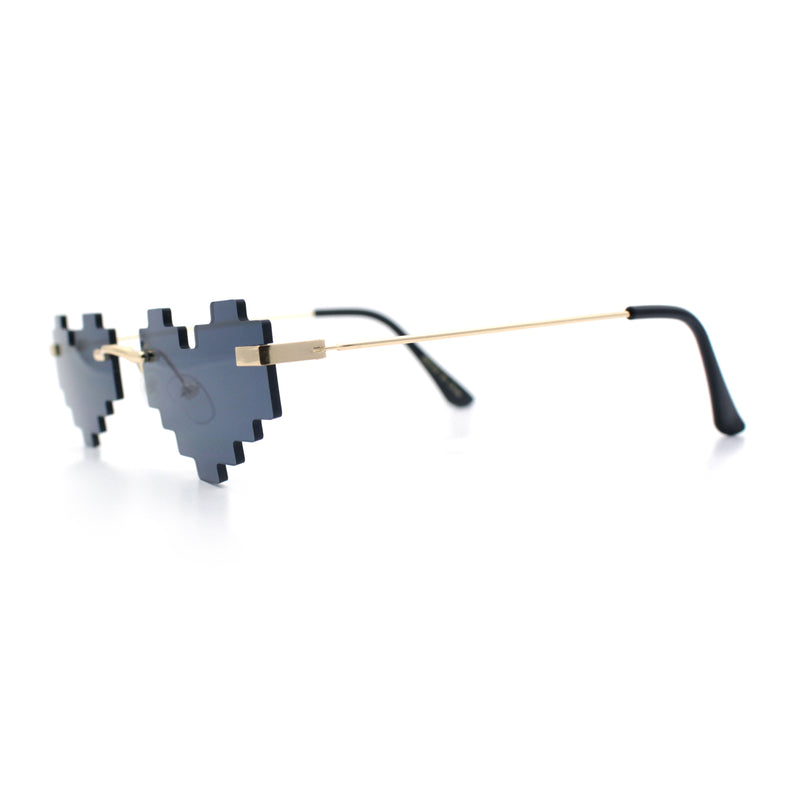 Retro Dazed Cute Nifty Pixel Heart Rimless Sunglasses