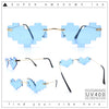 Retro Dazed Cute Nifty Pixel Heart Rimless Sunglasses