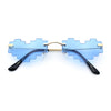 Retro Dazed Cute Nifty Pixel Heart Rimless Sunglasses