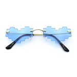 Retro Dazed Cute Nifty Pixel Heart Rimless Sunglasses