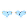 Retro Dazed Cute Nifty Pixel Heart Rimless Sunglasses