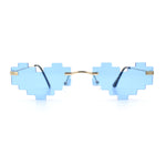 Retro Dazed Cute Nifty Pixel Heart Rimless Sunglasses