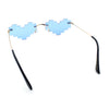 Retro Dazed Cute Nifty Pixel Heart Rimless Sunglasses