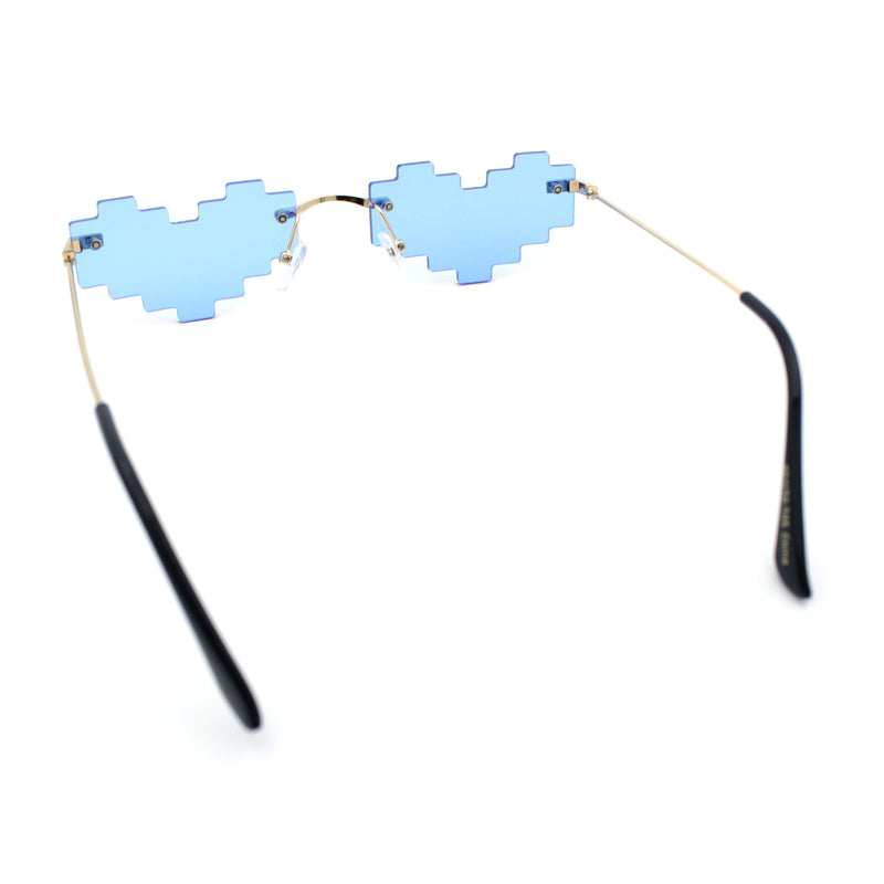 Retro Dazed Cute Nifty Pixel Heart Rimless Sunglasses