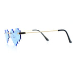 Retro Dazed Cute Nifty Pixel Heart Rimless Sunglasses