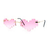Retro Dazed Cute Nifty Pixel Heart Rimless Sunglasses