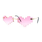 Retro Dazed Cute Nifty Pixel Heart Rimless Sunglasses