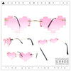 Retro Dazed Cute Nifty Pixel Heart Rimless Sunglasses