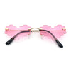Retro Dazed Cute Nifty Pixel Heart Rimless Sunglasses