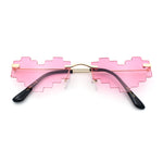 Retro Dazed Cute Nifty Pixel Heart Rimless Sunglasses