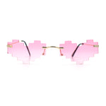 Retro Dazed Cute Nifty Pixel Heart Rimless Sunglasses
