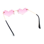 Retro Dazed Cute Nifty Pixel Heart Rimless Sunglasses