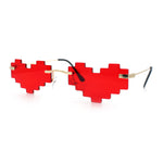 Retro Dazed Cute Nifty Pixel Heart Rimless Sunglasses