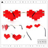 Retro Dazed Cute Nifty Pixel Heart Rimless Sunglasses