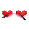 Retro Dazed Cute Nifty Pixel Heart Rimless Sunglasses