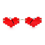 Retro Dazed Cute Nifty Pixel Heart Rimless Sunglasses