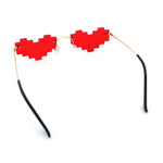 Retro Dazed Cute Nifty Pixel Heart Rimless Sunglasses