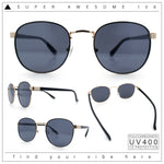 Classic Round Windsor Dandy Metal Rim Fashion Sunglasses