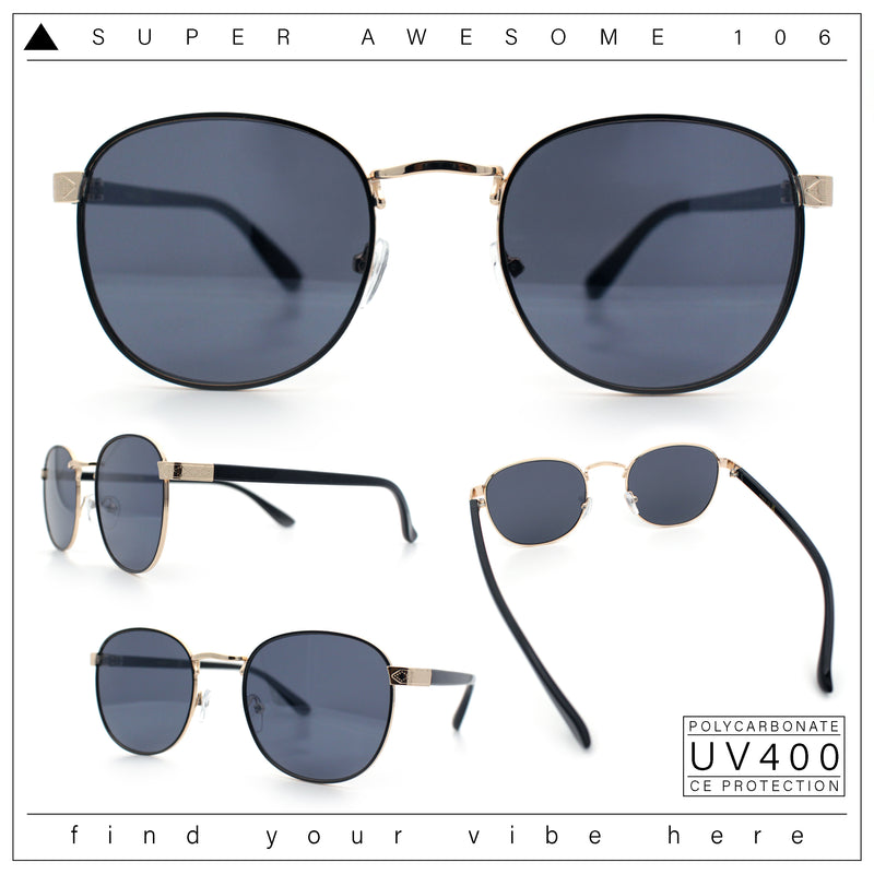 Classic Round Windsor Dandy Metal Rim Fashion Sunglasses