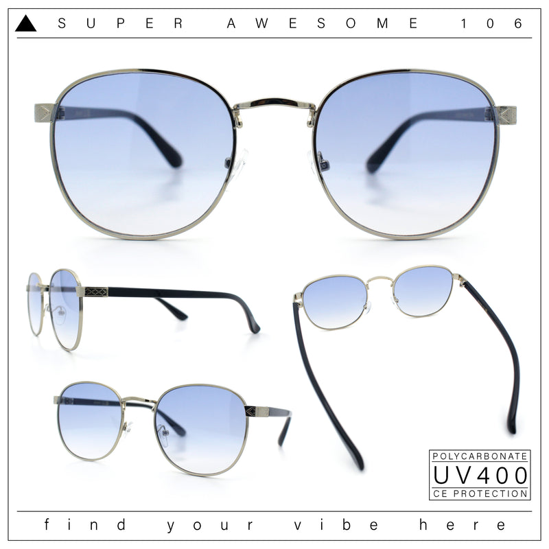Classic Round Windsor Dandy Metal Rim Fashion Sunglasses