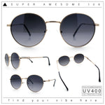 Classy Windsor Retro Metal Rim Round Luxe Metal Rim Sunglasses
