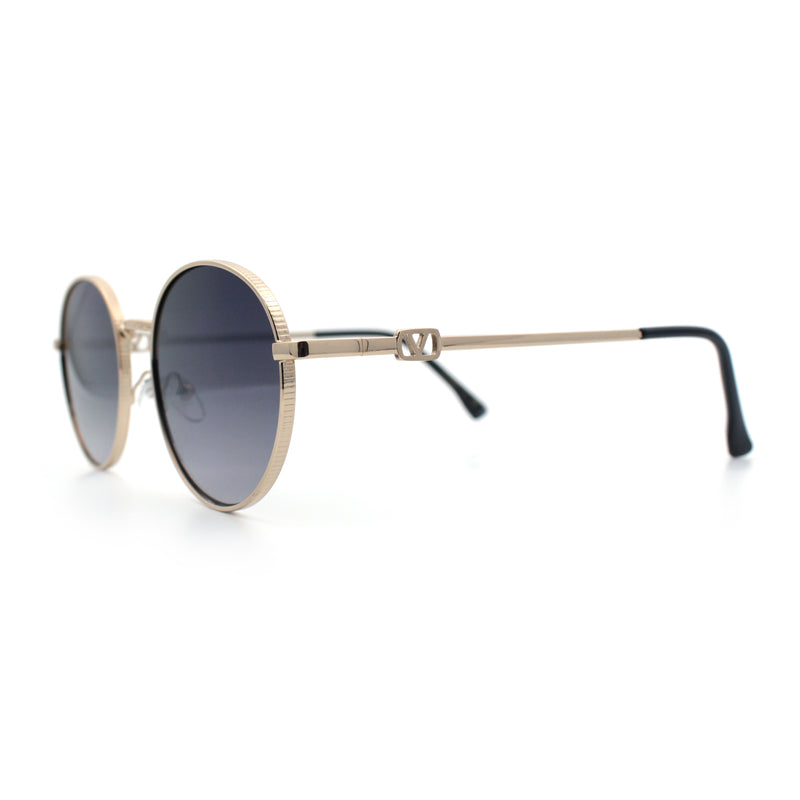 Classy Windsor Retro Metal Rim Round Luxe Metal Rim Sunglasses