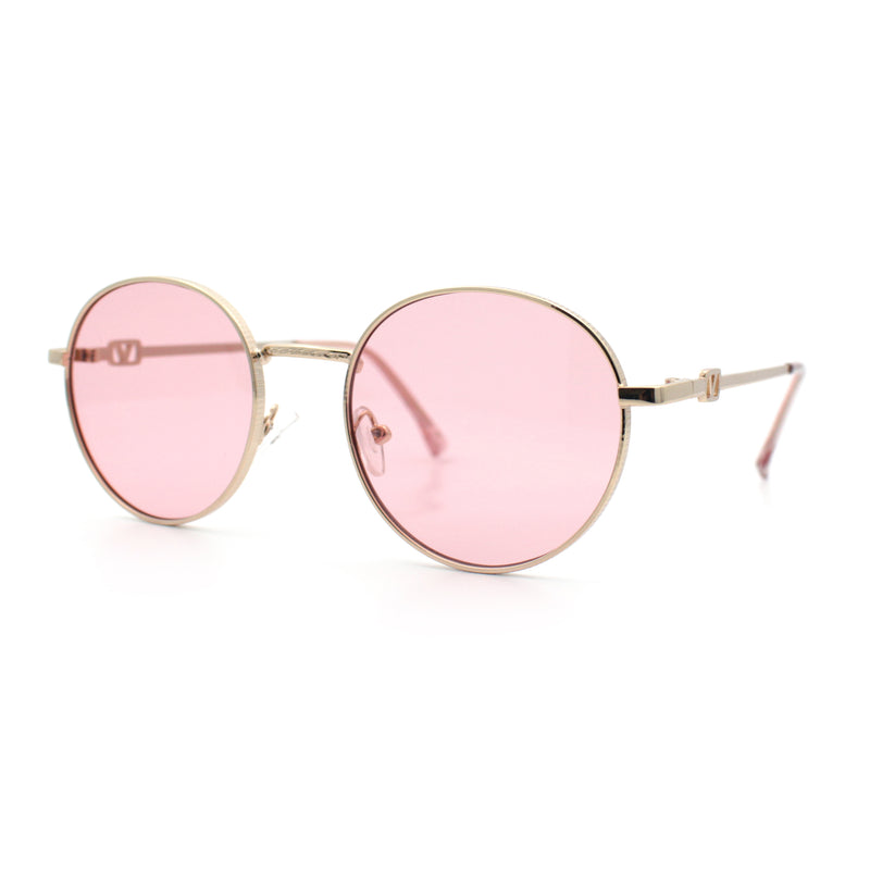 Classy Windsor Retro Metal Rim Round Luxe Metal Rim Sunglasses