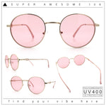 Classy Windsor Retro Metal Rim Round Luxe Metal Rim Sunglasses