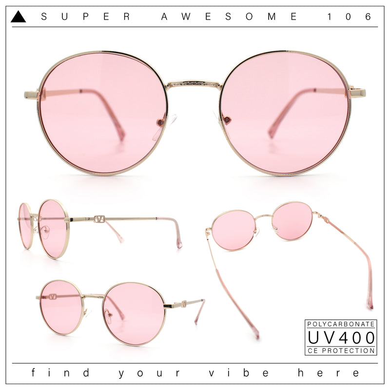 Classy Windsor Retro Metal Rim Round Luxe Metal Rim Sunglasses