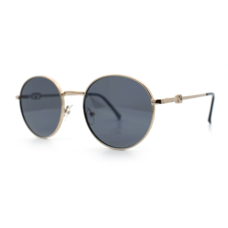 Classy Windsor Retro Metal Rim Round Luxe Metal Rim Sunglasses
