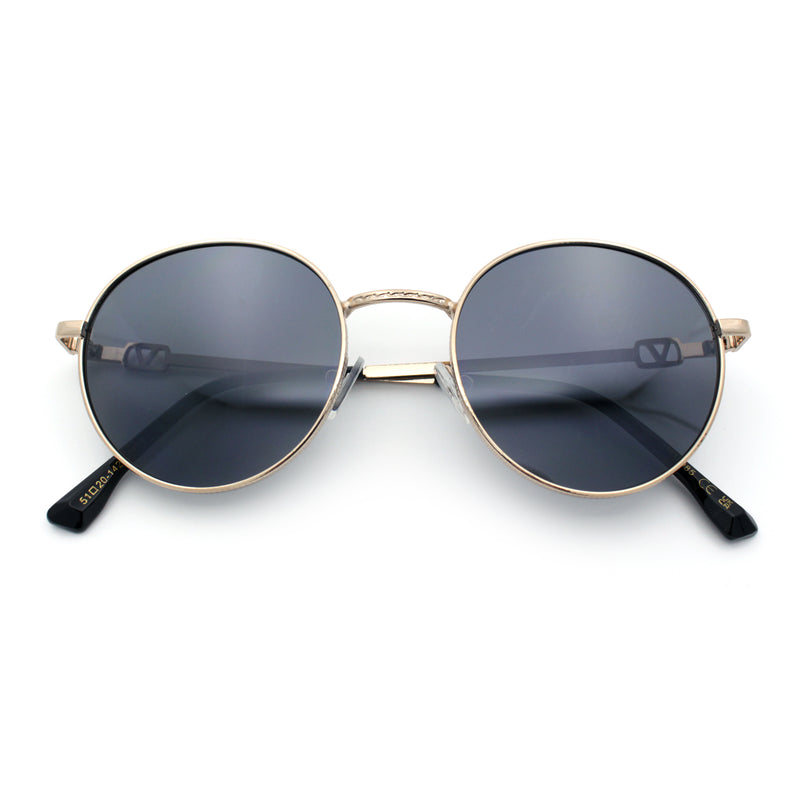 Classy Windsor Retro Metal Rim Round Luxe Metal Rim Sunglasses