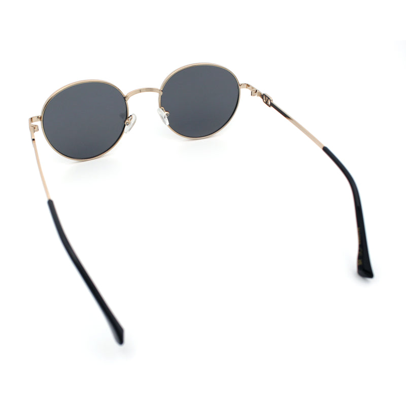 Classy Windsor Retro Metal Rim Round Luxe Metal Rim Sunglasses