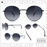 Classy Windsor Retro Metal Rim Round Luxe Metal Rim Sunglasses