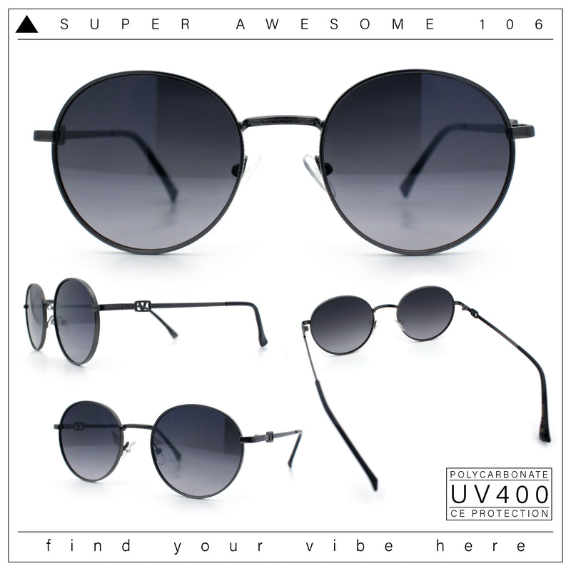 Classy Windsor Retro Metal Rim Round Luxe Metal Rim Sunglasses