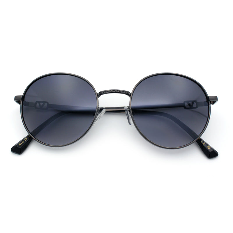 Classy Windsor Retro Metal Rim Round Luxe Metal Rim Sunglasses
