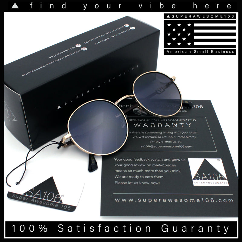 Classy Windsor Retro Metal Rim Round Luxe Metal Rim Sunglasses