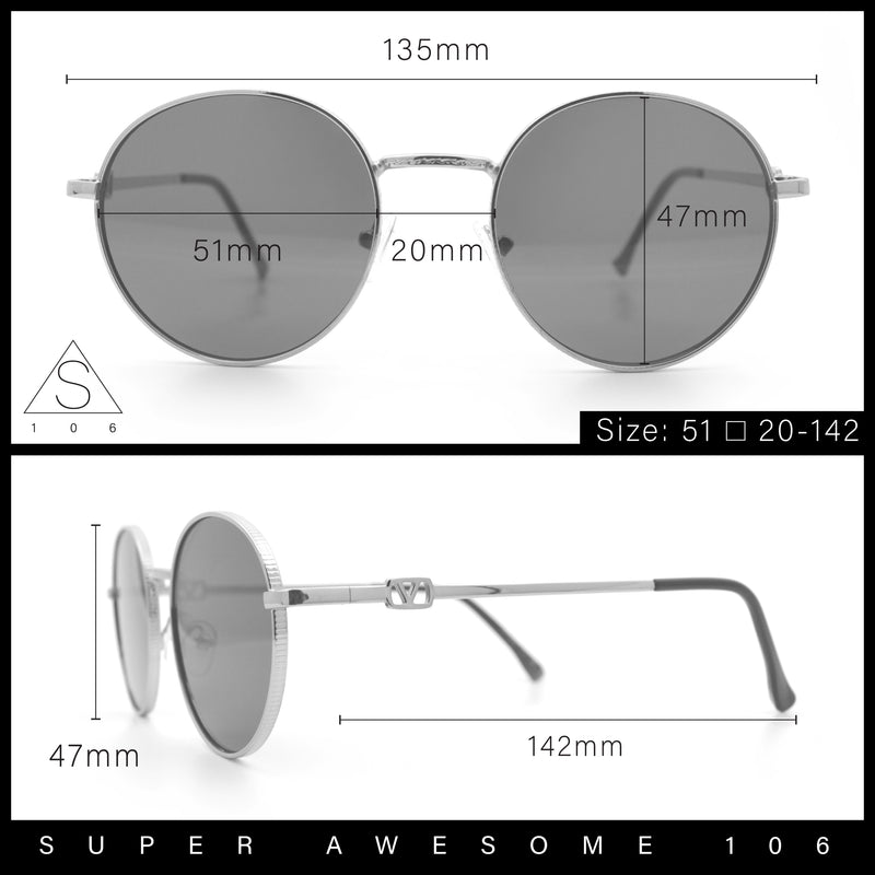 Classy Windsor Retro Metal Rim Round Luxe Metal Rim Sunglasses